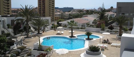 View from balcony of pool