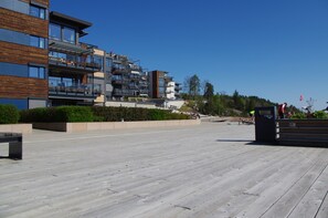 Apartments seen from the boardwalk