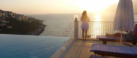 Looking out to sea at sundown