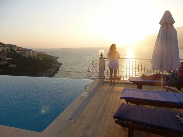 Looking out to sea at sundown
