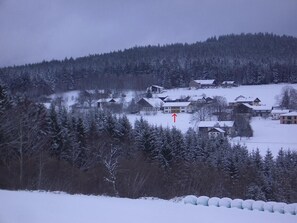 Blick auf den Amesberg im Winter-Schnee-Kleid