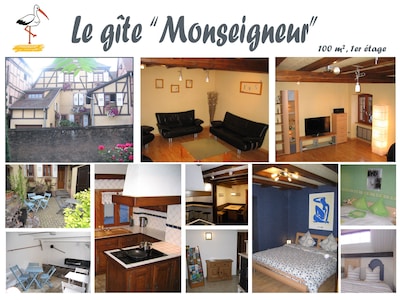 Grosse Ferienwohnung (100 qm) für 2 bis 8 Personnen (Obernai, Elsass)