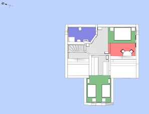 Grundriss Dachgeschoß mit Bad und 2 Schlafzimmern