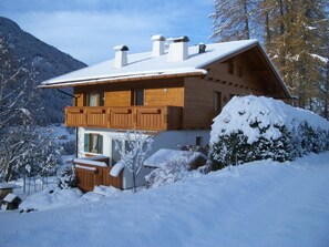 Winteransicht, SKIBUS 2 Minuten vom Haus