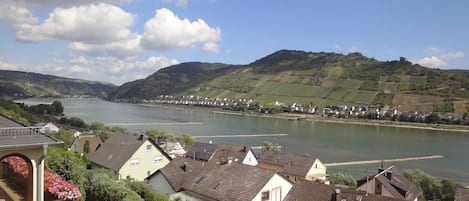 Ausblick aus dem Fenster. "Blick ins Rheintal" (Wohnzimmer)