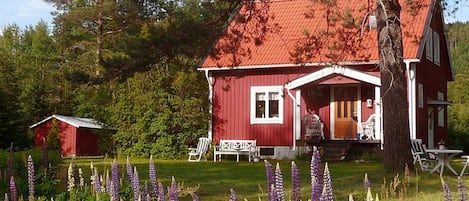 Typisches Schwedenhaus auf großem Grundstück