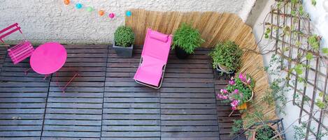 The terrace viewed from the bedroom