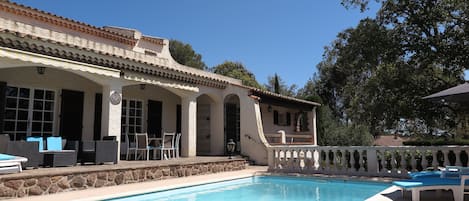 The villa and its south facing pool