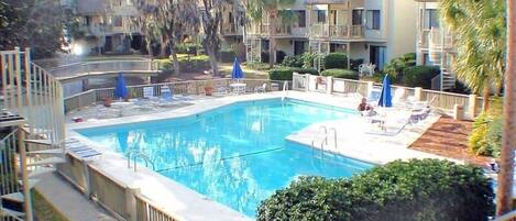 Welcome!!  Beautiful pool with surrounding deck, right next to Turtle Lagoon.