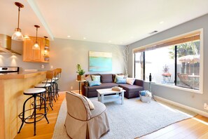 This comfortable open living space is a great place to hang out with friends.