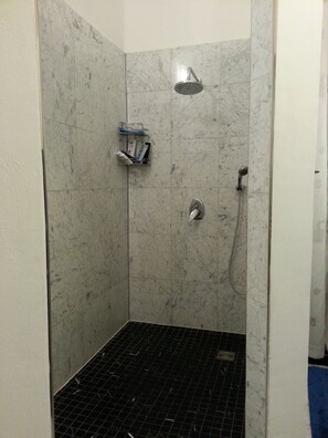 walk in shower as part of the bathroom