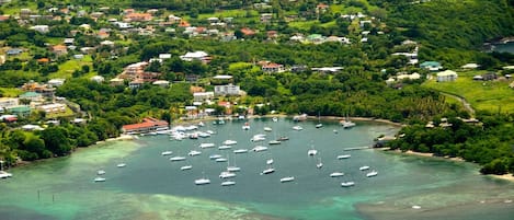 Shot of Blue Lagoon - Cottages on right