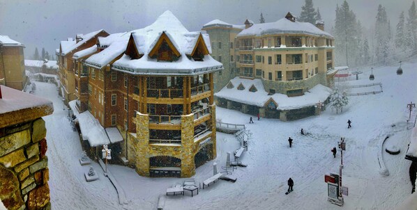View of the gondola and Village from the condo balcony