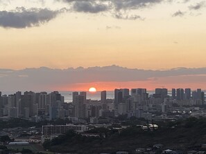 Sunset view from lanai over Waikiki
