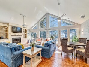 Main Living Room Upstairs with Back Deck Access at 16 Sea Oak Lane