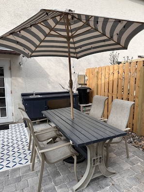 Picnic table and outdoor sink and prep area