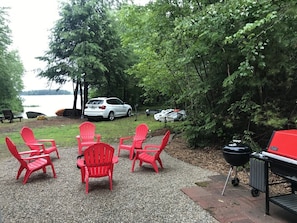 Lakeside fire pit and barbecue