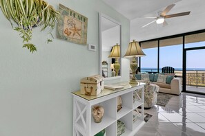 Entry table with views as you open the door
