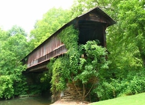 Historic Waldo Covered Bridge in the Front Yard.  photo by Beth Stewart