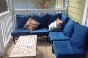 Awesome screened-in porch with 2 fans.  This is the best place to relax at night