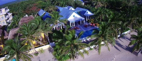 view of 6 separate buildings and private beach