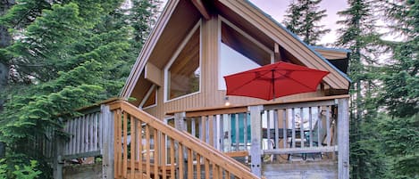 View of deck from back yard