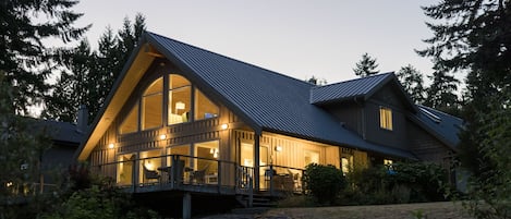 Annex at night. Cosy up to the wood burning stove