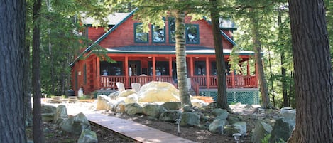 Great view from the dock, looking up at the house and the meandering decked path