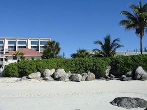 The building looking from the beach