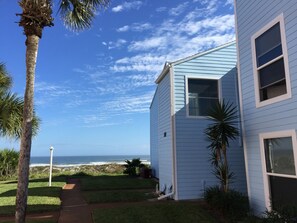 This is the view just outside the unit. Front of building faces ocean.