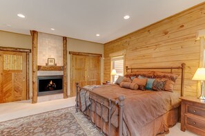 Main Floor Master with King Bed, fireplace, ensuite bathroom