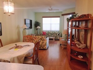 Dining room and living room leading out into lanai.