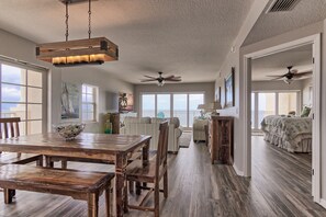 More beachfront views through the master bedroom which also opens onto balcony.