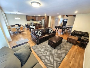 Main Living room(leather queen sofa bed, leather chair sleeper, loveseat).