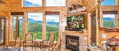 Upstairs living area with amazing mountain views.