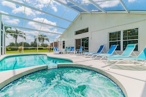 Pool view over the hot tub