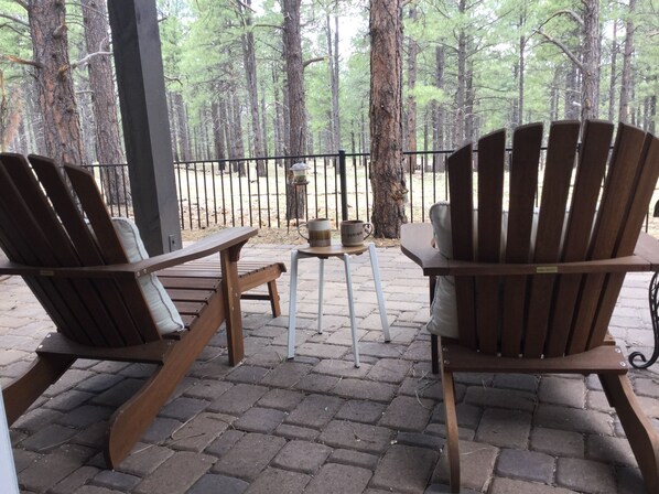 Backyard seating with view