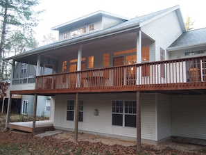 Screened in porch and access to the deck from two bedrooms.