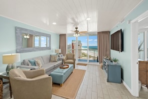 Living area with direct ocean view