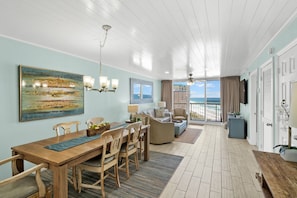 Living and dining areas