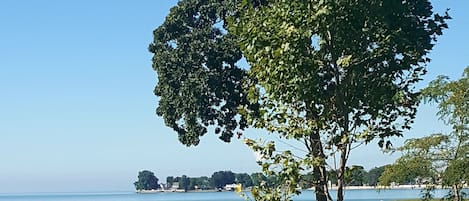 Public Park along Lake Erie picnic tables & grill 