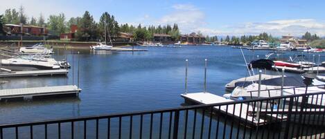 View from back deck looking into large lagoon.  Watch peaceful boating traffic.