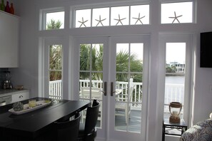 View from Sofa out to lake.