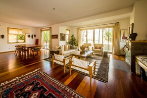 Living room and dining room