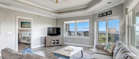 401 Ocean Place-
Spacious Living Area with Flat Screen TV and Beautiful Ocean Views