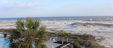 Beach view from this condo's private balcony!