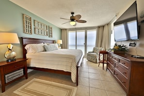 King size bed in the master bedroom.