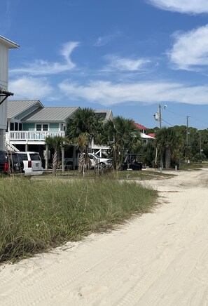 Taken from beach walkway. Pelican Pass is one story aqua house on stilts. 