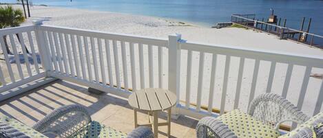 View from Master Balcony over looking the private beach.