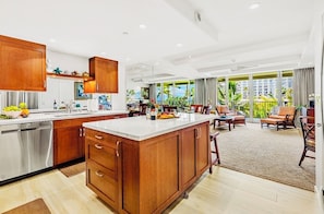 Enjoy spacious kitchen and living room